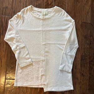 Anthropologie Saturday Sunday Cream Pink Patchwork Women's Sweater